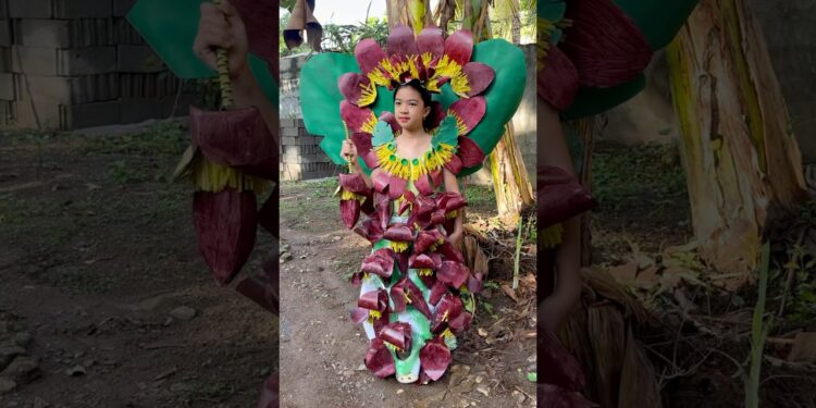 Nutrition Month Costume | Banana Blossom | Recycled materials #costume #cosplay #shorts  #nutrition