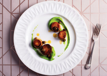 Vegan King Oyster Mushroom ‘Scallops’ with Pea Puree