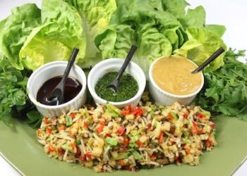 Lettuce Wrap Salad with Three Sauces