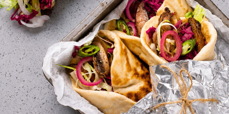 Vegan Portobello Mushroom Gyros with Tzatziki