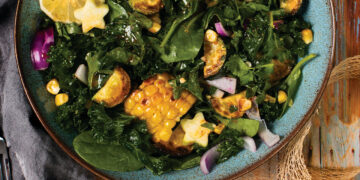 Vegan Grilled Kale and Sweetcorn Salad