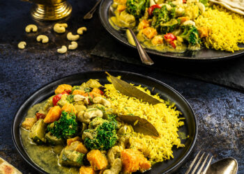 Vegan Vegetable Korma with Pilaf Rice